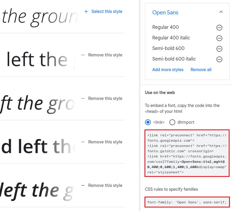Google Fonts Einbindung
