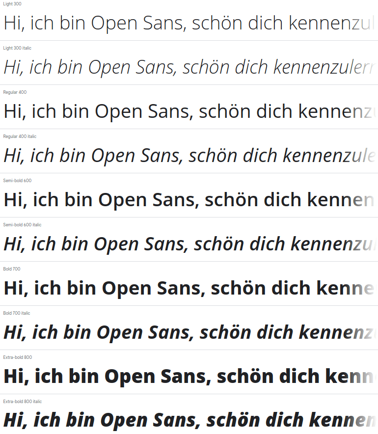 Open Sans Textbeispiel